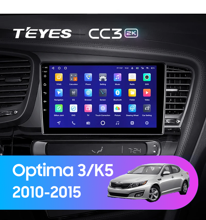 Штатная магнитола Teyes CC3 2K 4/32 Kia Optima 3 TF (2010-2015) F2