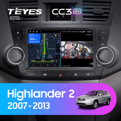 Штатная магнитола Teyes CC3 2K 6/128 Toyota Highlander 2 XU40 (2007-2013) F3 9"