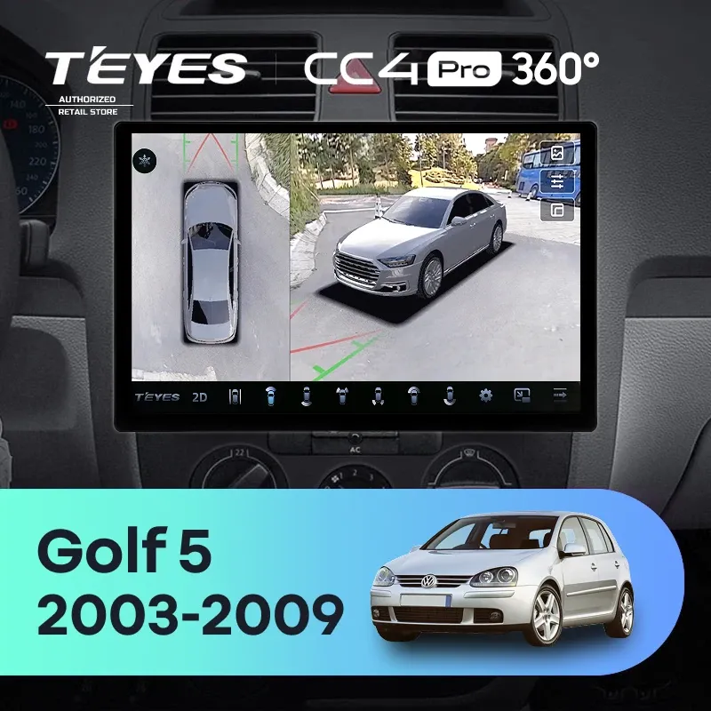 Штатная магнитола Teyes CC4 Pro 360 12/256 Volkswagen Golf 5 (2003-2009) F2 (13")