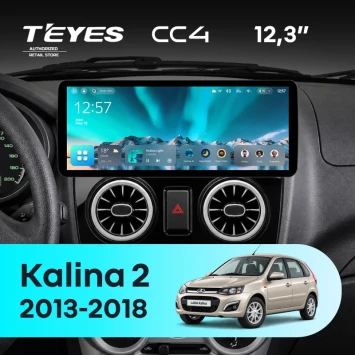 Штатная магнитола Teyes CC4 12.3" 6/64 Lada Kalina 2 (2013-2018) дефлекторы в стиле AMG (RGB)