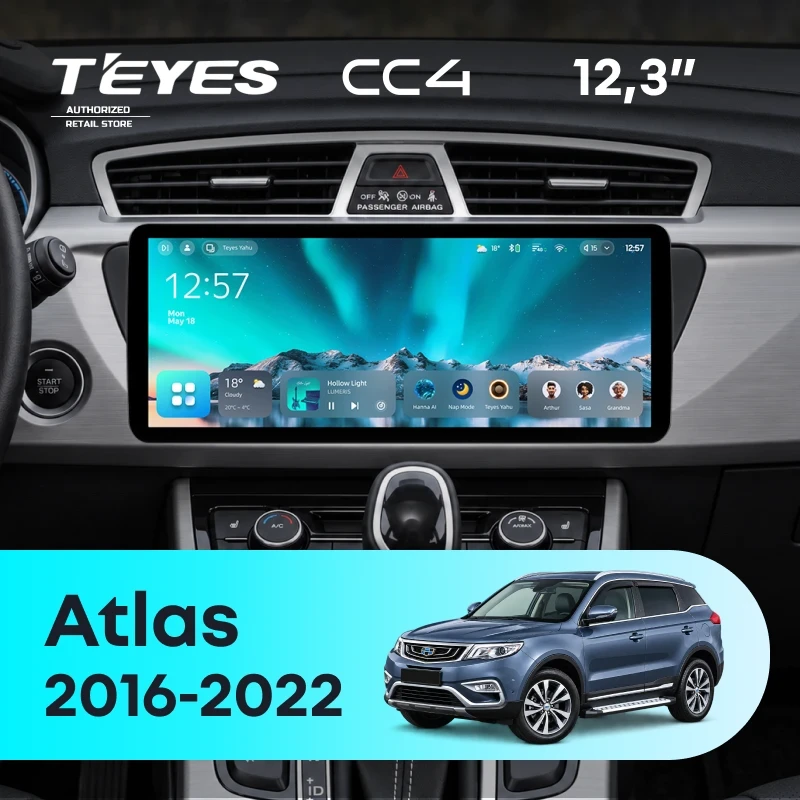 Штатная магнитола Teyes CC4 12.3" 6/64 Geely Atlas NL-3 (2016-2022) Тип-B