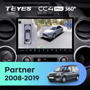 Штатная магнитола Teyes CC4 Pro 360 12/256 Peugeot Partner (2008-2019) (11")
