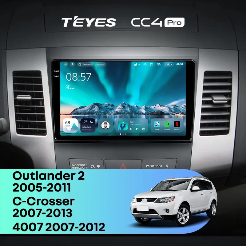 Штатная магнитола Teyes CC4 Pro 8/128 Mitsubishi Outlander 2 (2005-2011) Тип-B
