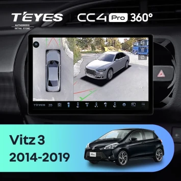 Штатная магнитола Teyes CC4 Pro 360 8/128 Toyota Vitz III XP130 (2014-2019) Правый руль (13")