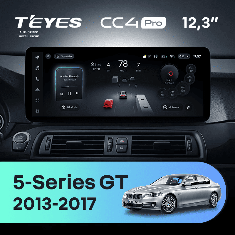 Штатная магнитола Teyes CC4 Pro 12.3" 12/256 BMW 5-Series Gran Turismo F07 (NBT) (2013-2017) Universal