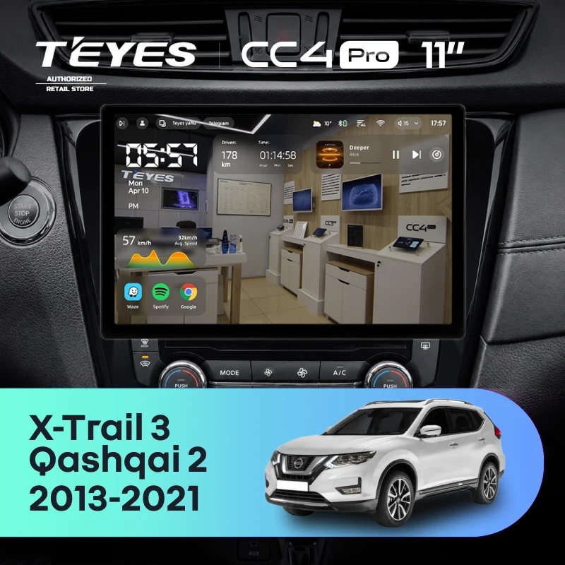 Штатная магнитола Teyes CC4 Pro 12/256 Nissan Qashqai 2 (2013-2021) F2 Тип-AВ (11")