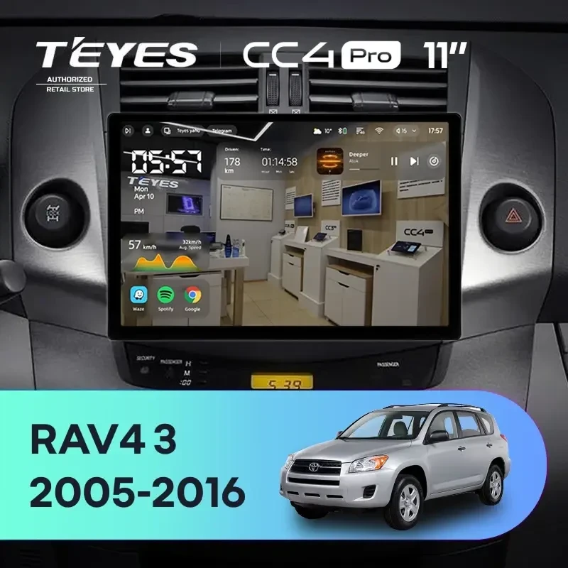 Штатная магнитола Teyes CC4 Pro 8/128 Toyota RAV4 3 XA30 (2005-2016) F1 (11")