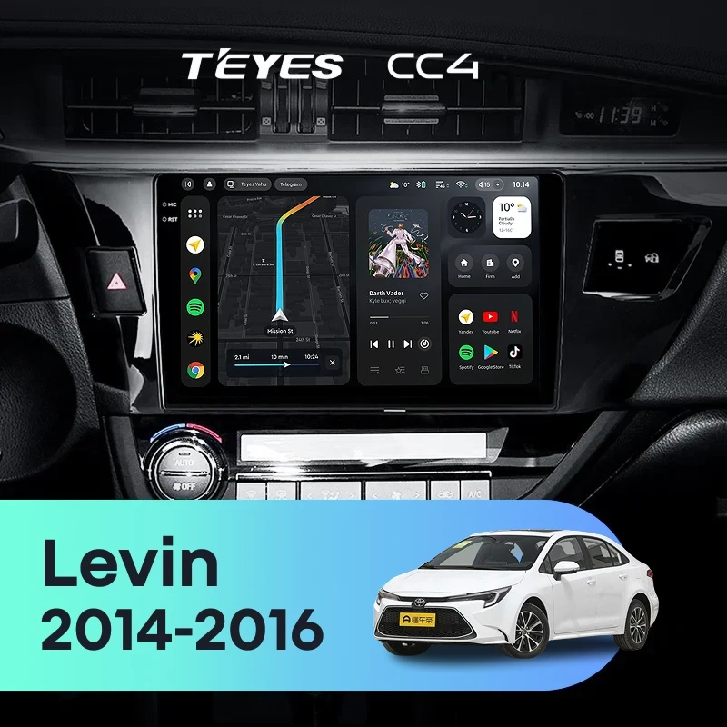 Штатная магнитола Teyes CC4 8/128 Toyota Levin 1 E180 (2014-2016) Тип-A