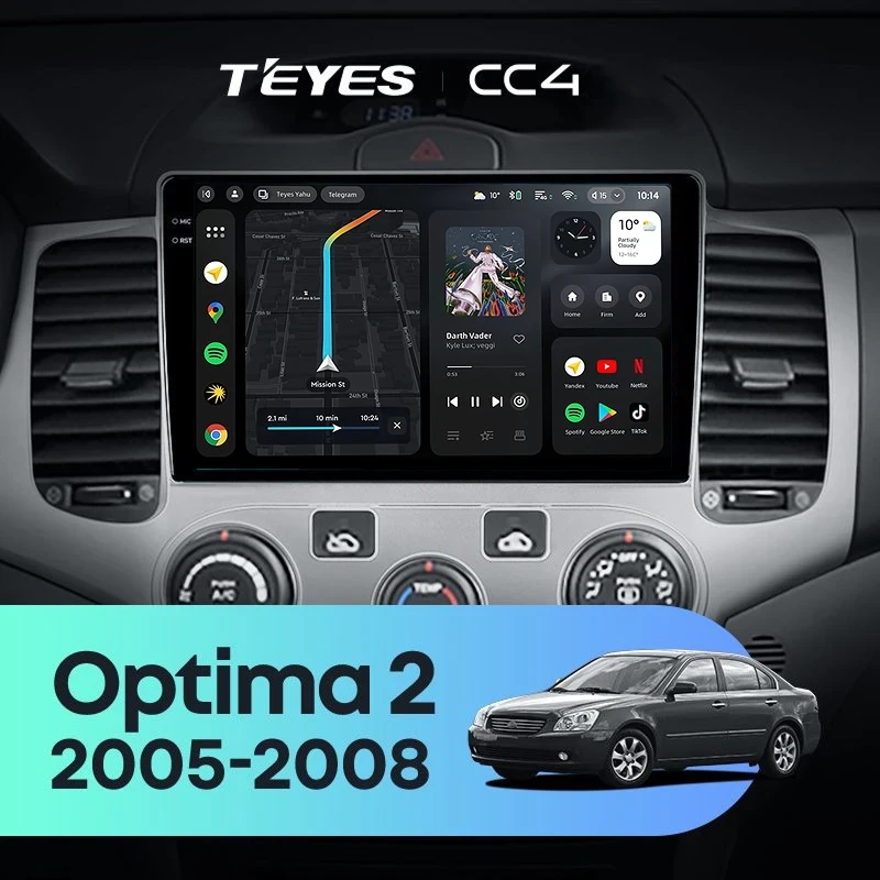 Штатная магнитола Teyes CC4 8/128 Kia Optima 2 MG (2005-2008)