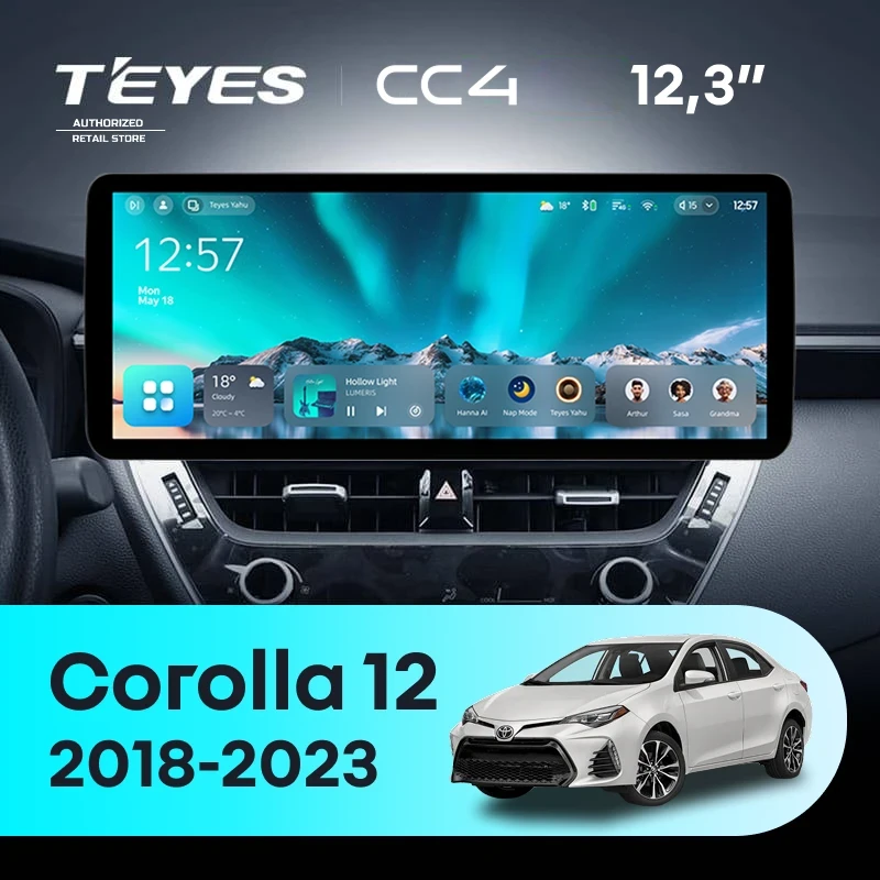 Штатная магнитола Teyes CC4 12.3" 8/128 Toyota Corolla 12 E210 XP210 (2018-2023) Тип-B