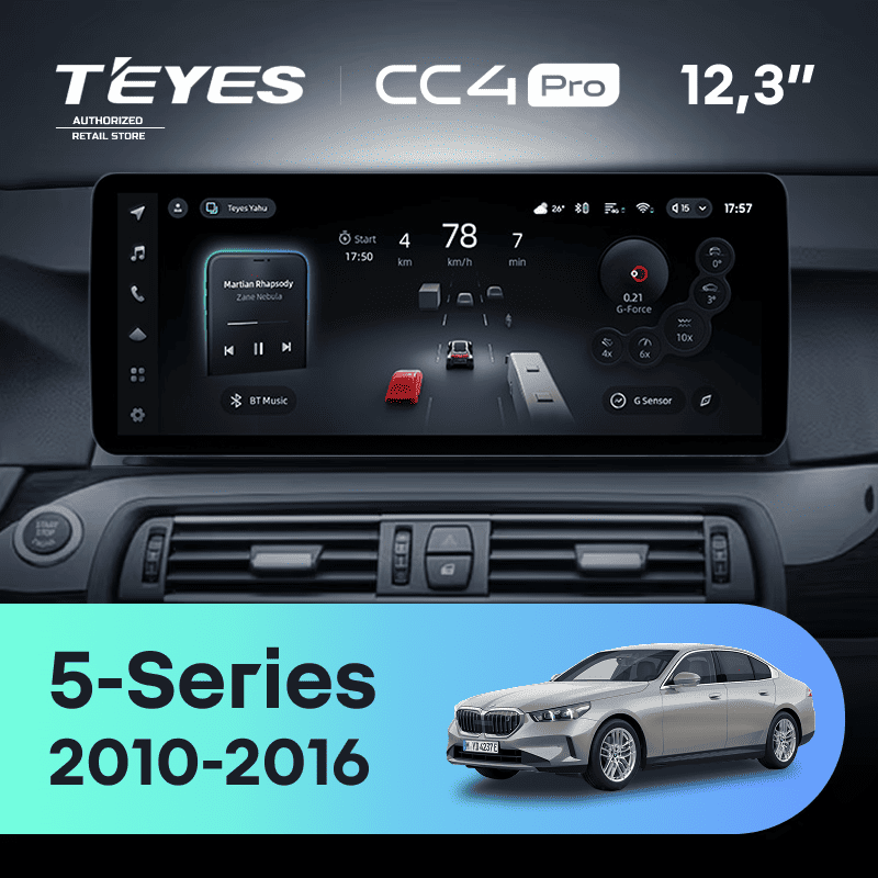 Штатная магнитола Teyes CC4 Pro 12.3" 12/256 BMW 5-Series F10 F11 (CIC) (2010-2016) Universal