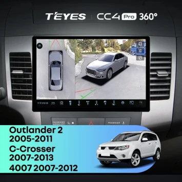 Штатная магнитола Teyes CC4 Pro 360 12/256 Mitsubishi Outlander 2 (2005-2011) F1 Тип-A (13")