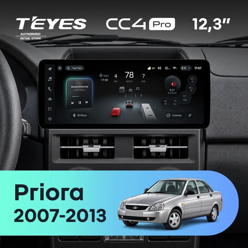 Штатная магнитола Teyes CC4 Pro 12.3" 12/256 LADA Priora 1 (2007-2013) F1