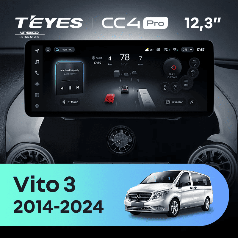 Штатная магнитола Teyes CC4 Pro 12.3" 12/256 Mercedes-Benz Vito 3 W447 (2014-2024)