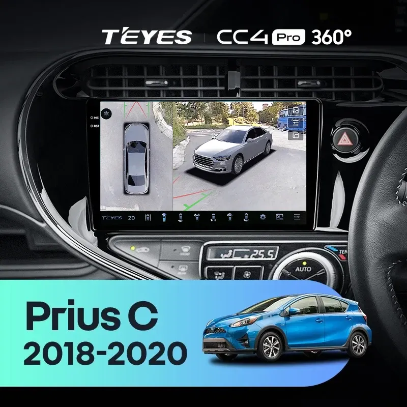 Штатная магнитола Teyes CC4 Pro 360 8/128 Toyota Prius C (2018-2020) Правый руль