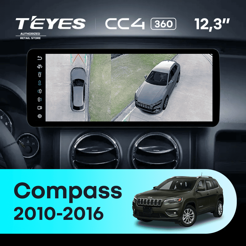 Штатная магнитола Teyes CC4 12.3" 360 8/128 Jeep Compass MK (2010-2016)
