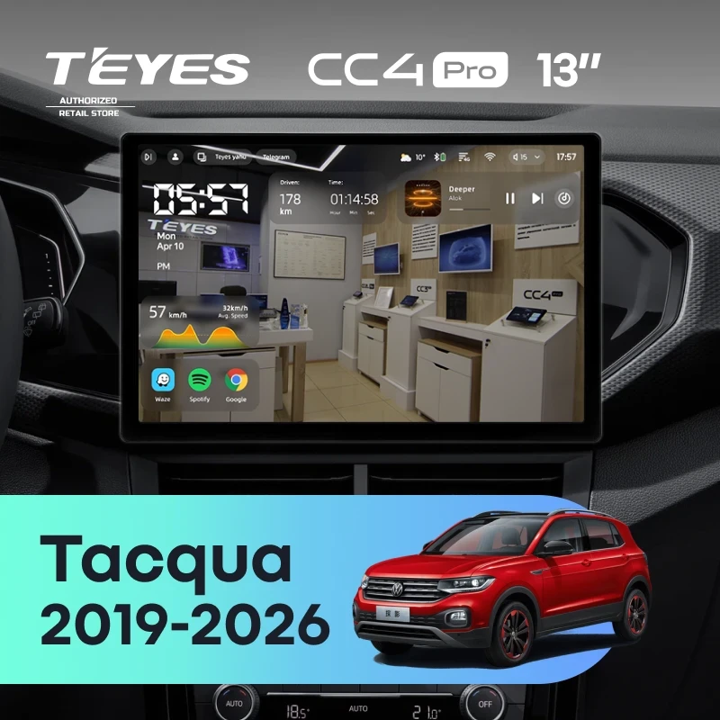 Штатная магнитола Teyes CC4 Pro 8/128 Volkswagen Tacqua (2019-2026) (13")
