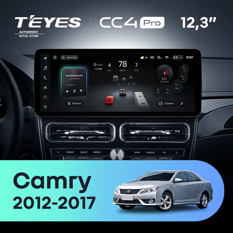 Штатная магнитола Teyes CC4 Pro 12.3" 12/256 Toyota Camry XV55 XV50 (2012-2017) F1