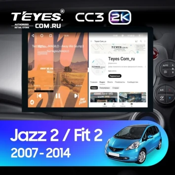 Штатная магнитола Teyes CC3 2K 4/32 Honda Jazz 2 GG (2007-2014) Правый руль (13")