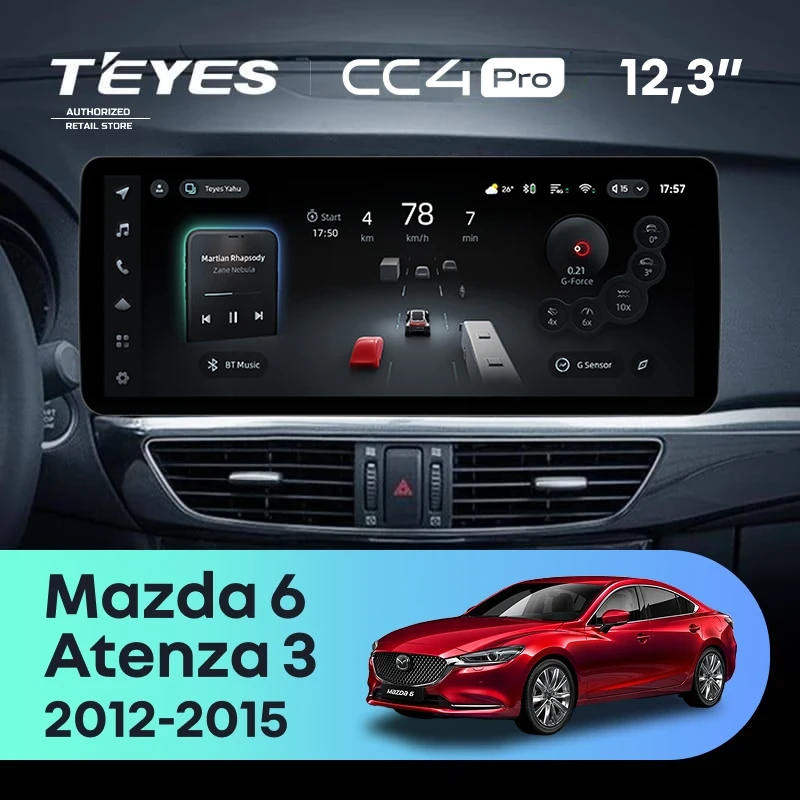 Штатная магнитола Teyes CC4 Pro 12.3" 12/256 Mazda 6 GJ (2012-2015) Тип-B