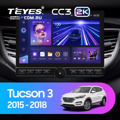 Штатная магнитола Teyes CC3 2K 6/128 Hyundai Tucson 3 (2015-2018) Тип-A (13" с кнопками)