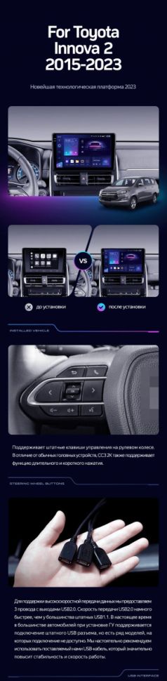 Штатная магнитола Teyes CC3 2K 4/32 Toyota Innova 2 (2015-2023)