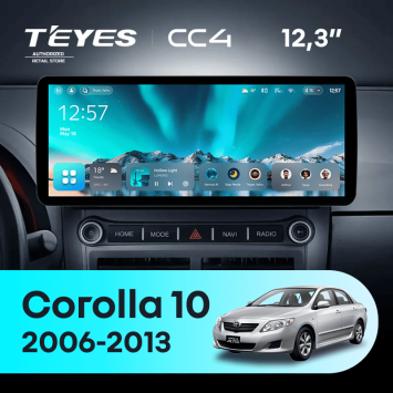 Штатная магнитола Teyes CC4 12.3" 8/128 Toyota Corolla 10 E140 E150 (2006-2013)