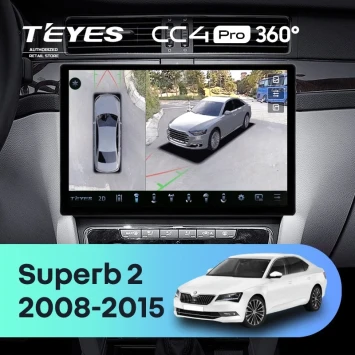 Штатная магнитола Teyes CC4 Pro 360 8/128 Skoda Superb 2 B6 (2008-2015) (13")