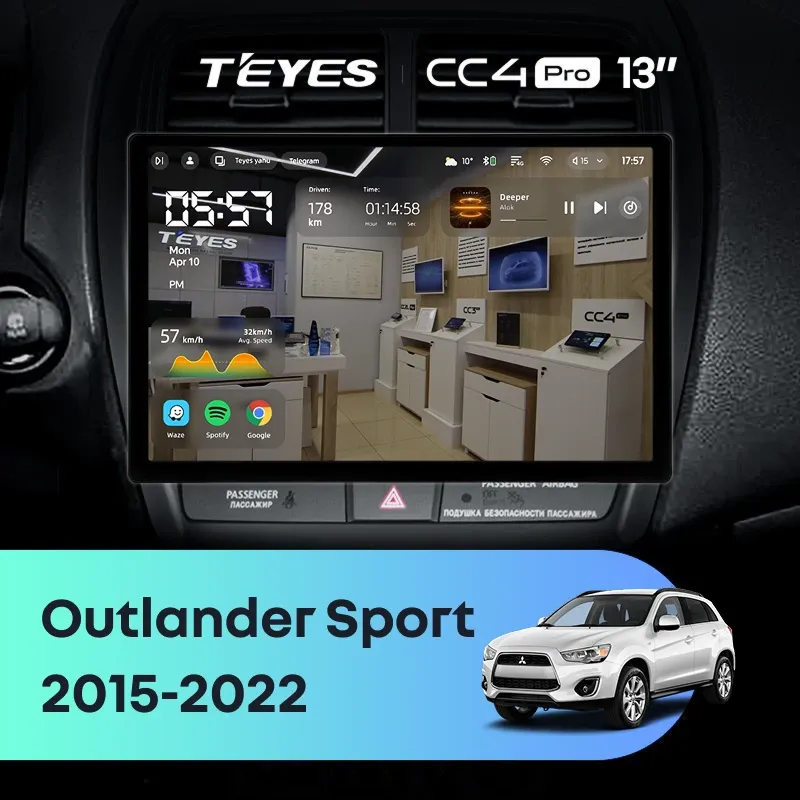Штатная магнитола Teyes CC4 Pro 8/128 Mitsubishi Outlander Sport (2015-2022) Тип-B (13")
