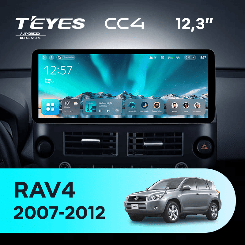 Штатная магнитола Teyes CC4 12.3" 8/128 Toyota RAV4 XA30 (2007-2012) F1