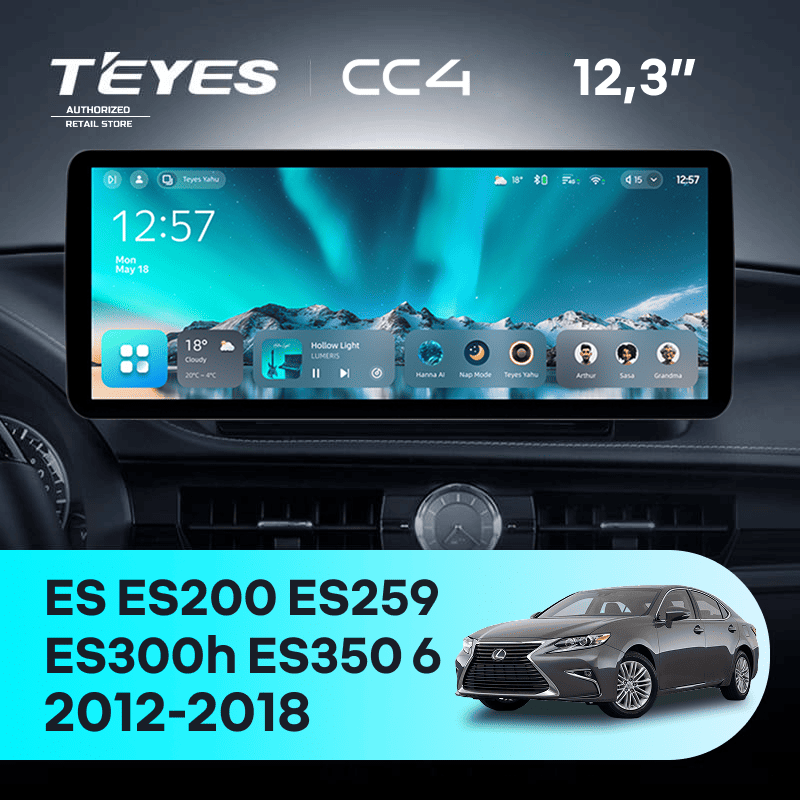 Штатная магнитола Teyes CC4 12.3" 6/64 Lexus ES ES200 ES250 ES300h ES350 XV60 VI 6 (2012-2018) Тип-B
