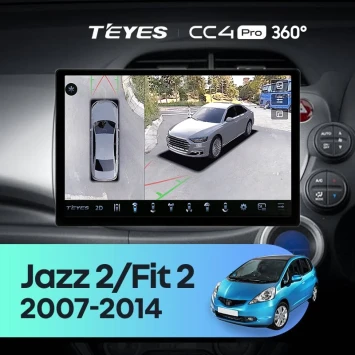 Штатная магнитола Teyes CC4 Pro 360 8/128 Honda Jazz 2 GG (2007-2014) Правый руль (13")