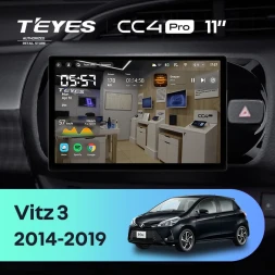 Штатная магнитола Teyes CC4 Pro 8/128 Toyota Vitz III XP130 (2014-2019) Правый руль (11")
