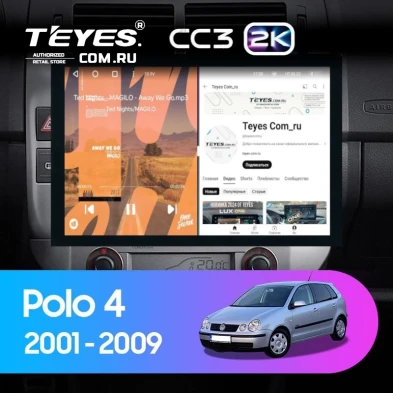 Штатная магнитола Teyes CC3 2K 4/64 Volkswagen Polo Mk4 (2001-2009) F2 (13")