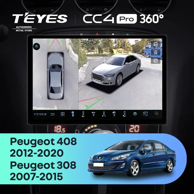 Штатная магнитола Teyes CC4 Pro 360 8/128 Peugeot 408 1 T7 (2012-2020) (13")