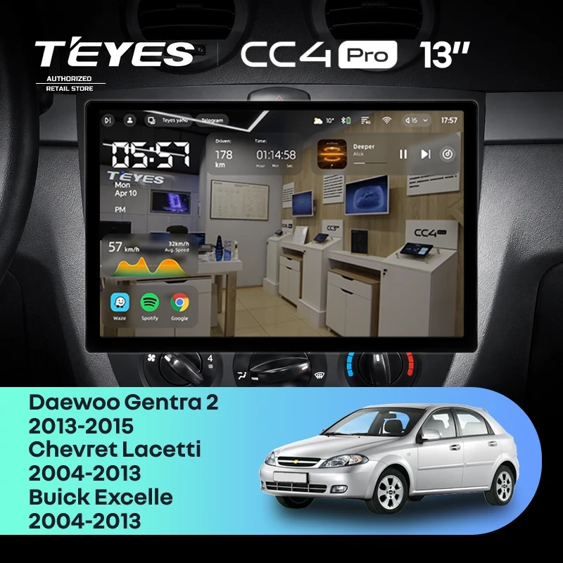 Штатная магнитола Teyes CC4 Pro 8/128 Chevrolet Lacetti J200 (2004-2013) F1 Тип-A (13")