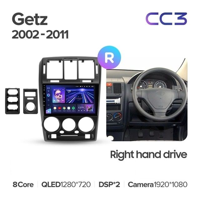 Штатная магнитола Teyes CC3 4/32 Hyundai Getz (2002-2011) Правый руль