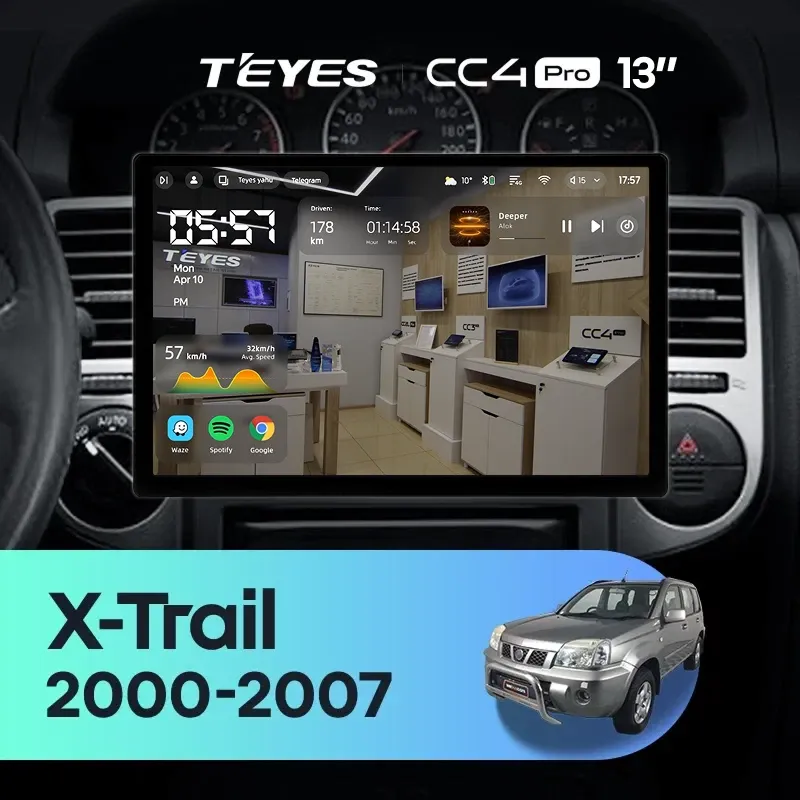 Штатная магнитола Teyes CC4 Pro 12/256 Nissan X-Trail T30 (2000-2007) F1 (13")