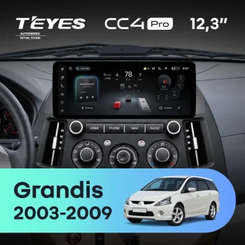 Штатная магнитола Teyes CC4 Pro 12.3" 12/256 Mitsubishi Grandis 1 (2003-2009) (авто с кондиционером)