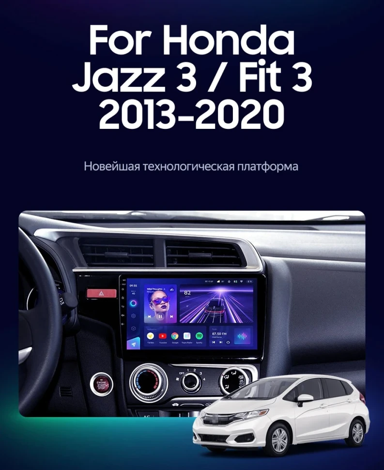 Штатная магнитола Teyes CC3 2K 4/32 Honda Jazz 3 (2013-2020) Тип-A