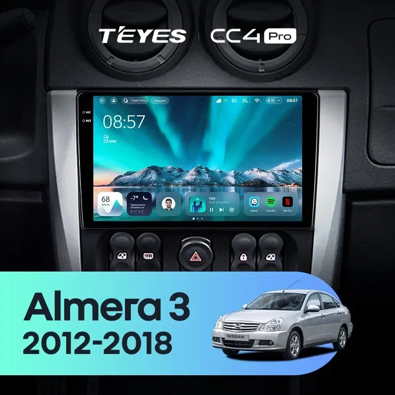 Штатная магнитола Teyes CC4 Pro 8/128 Nissan Almera 3 G15 (2012-2018) F1