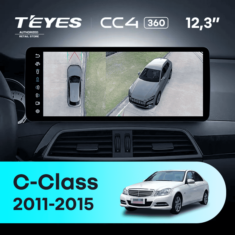 Штатная магнитола Teyes CC4 12.3" 360 8/128 Mercedes-Benz C-Class W204 C204 S204 (NTG 4.5) (2011-2015) Universal