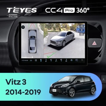 Штатная магнитола Teyes CC4 Pro 360 8/128 Toyota Vitz III XP130 (2014-2019) Правый руль (11")